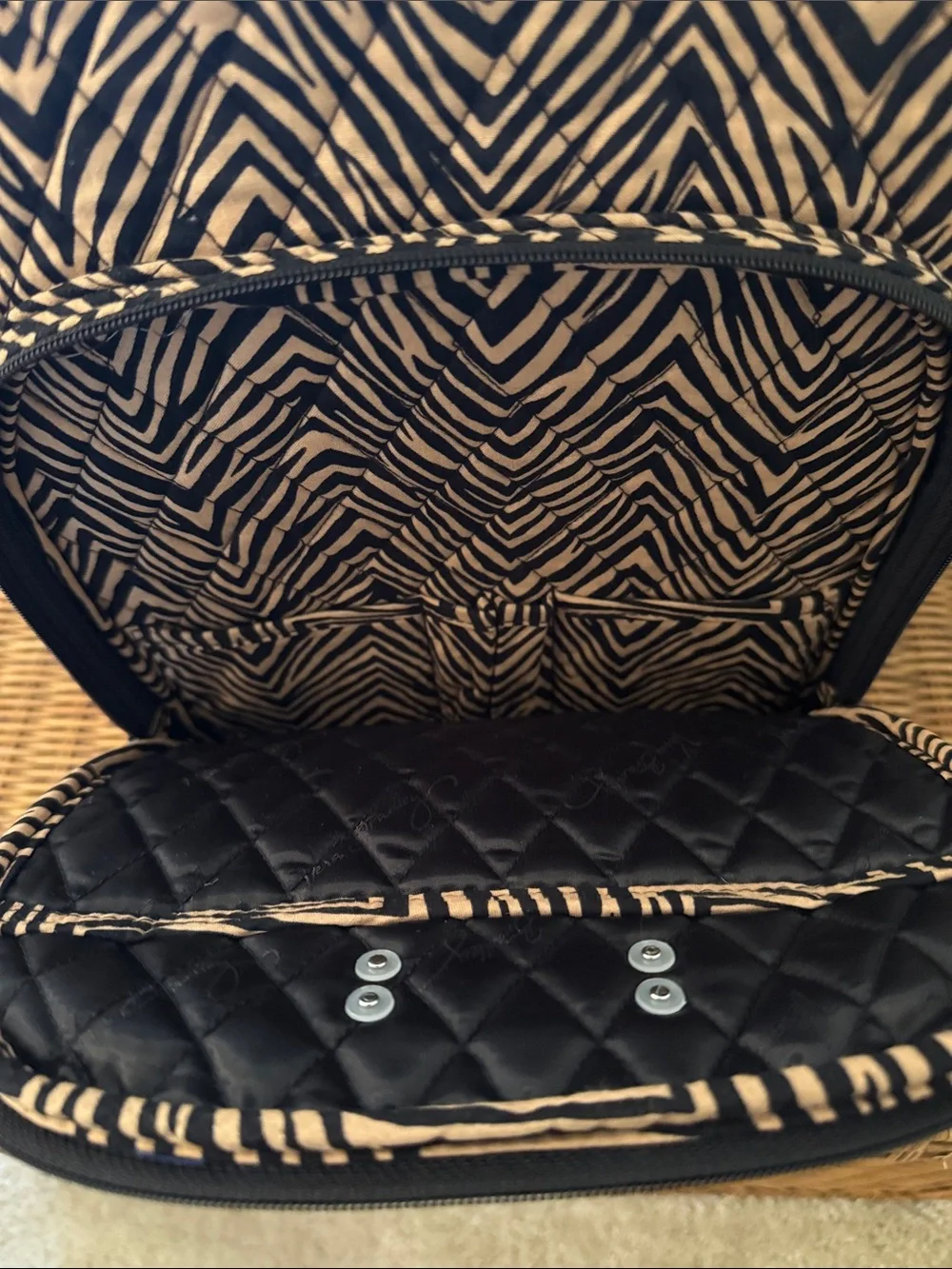 Vera Bradley Black & Tan Zebra-Print Campus Backpack